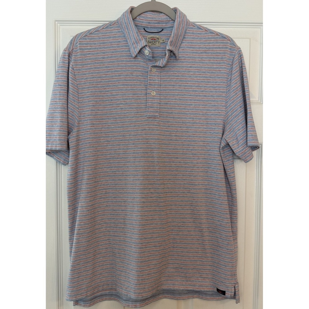 Faherty Mens Med Short Sleeve Movement Polo Horizon Line Stripe‎ Stretch Relaxed
